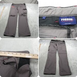 Rossini Pants Mens Large Gray‎ Cargo Rugged Belted Reflective Workwear 36x33